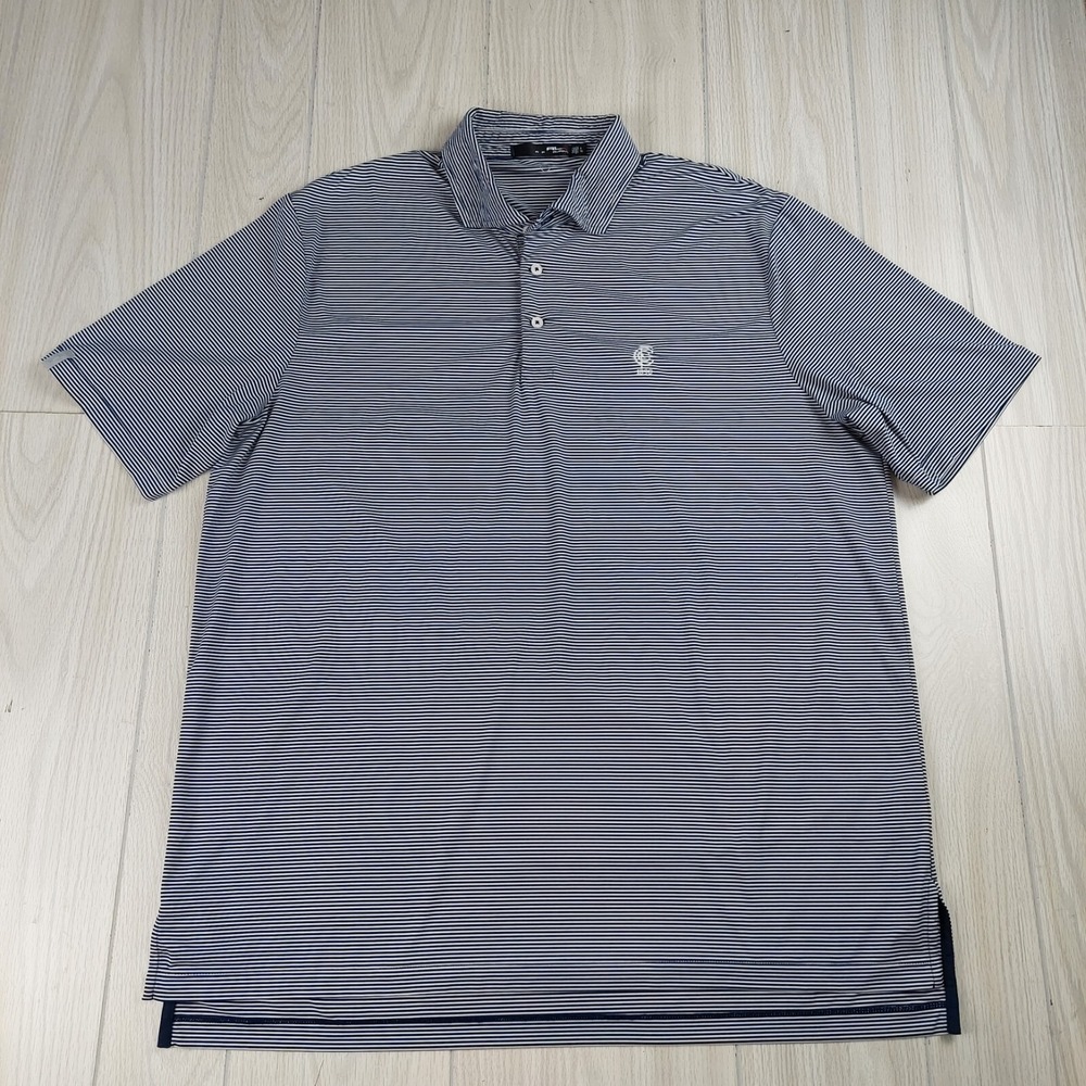 RLX Ralph Lauren Polo Shirt Mens XL Blue Striped Short Sleeve Performance Golf